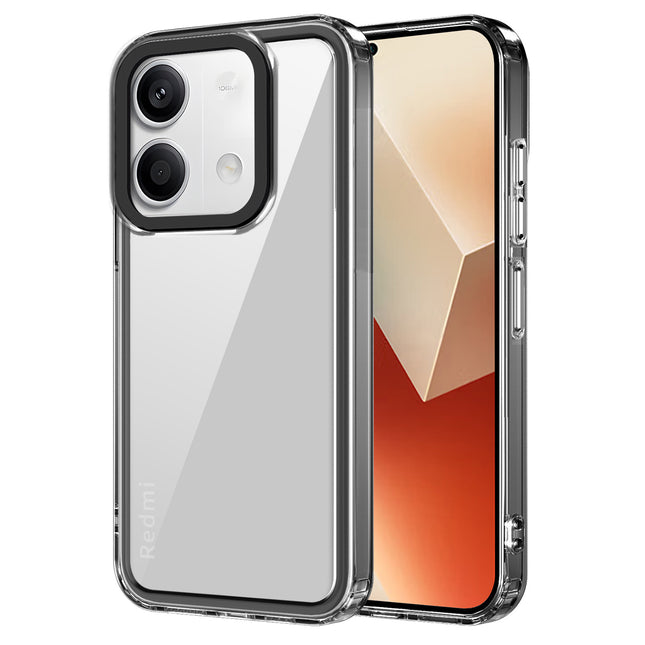 Mobizang Warrior Acrylic Clear Back Cover For Redmi Note 13 PRO | Slim Shockproof [Military Grade Protection] Hybrid Bumper Case (Black Sides)
