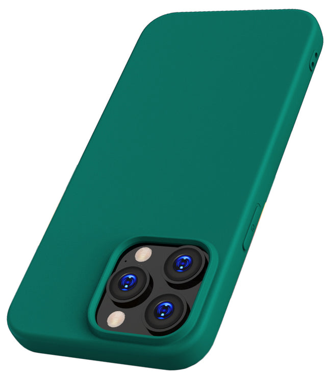 Mobizang Matte Protective Lens Flexible Back Cover for Apple iPhone 15 Pro Max | Slim Silicone with Soft Lining Shockproof Full Body Bumper Case (Green)