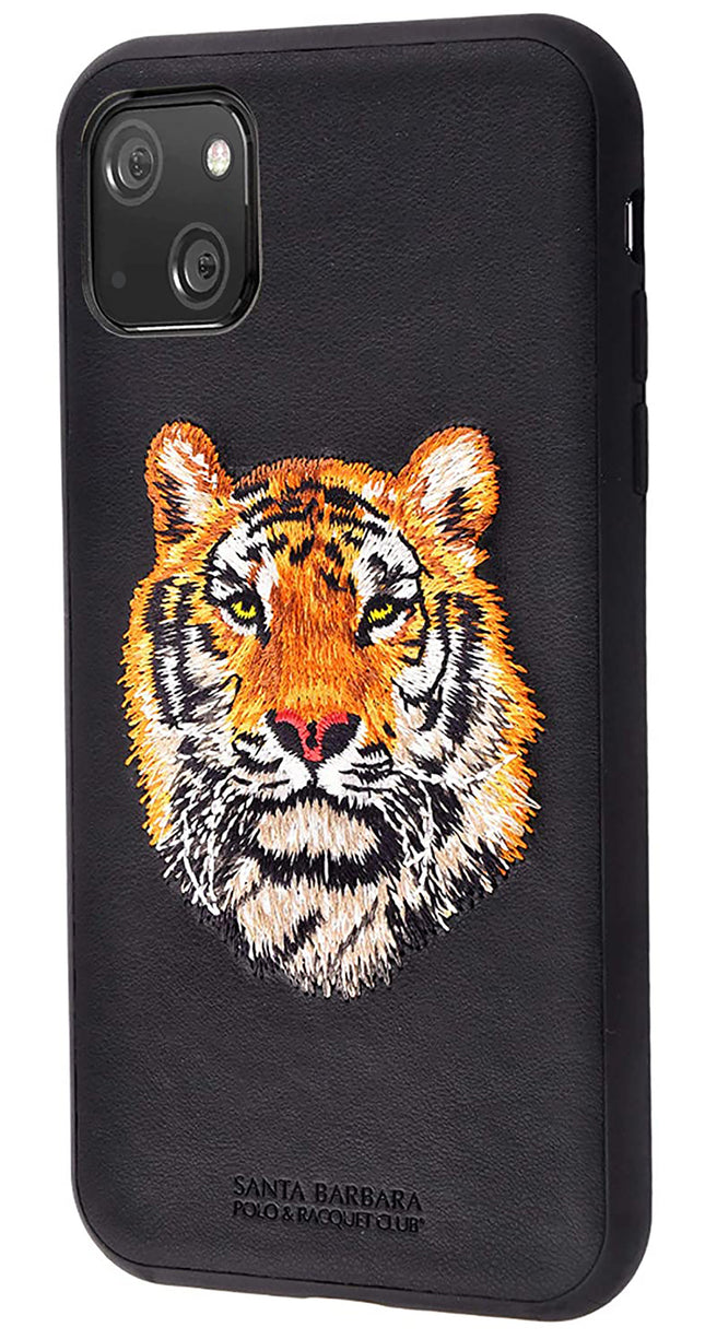 Santa Barbara Roar Series Luxury Leather Back Cover for Apple iPhone 13 , Black