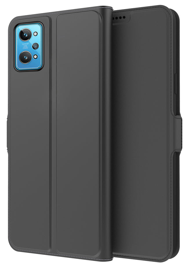 Noble Slim Flip Cover for Realme GT 2 , Magnetic and Card Holder Stand Leather Flip Wallet Case (Black)