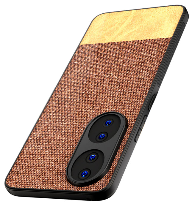 Mobizang Soft Fabric & Leather Hybrid Protective Back Cover for Honor 90 (5G) | Shockproof Slim Hard Anti Slip Back Case (Brown)