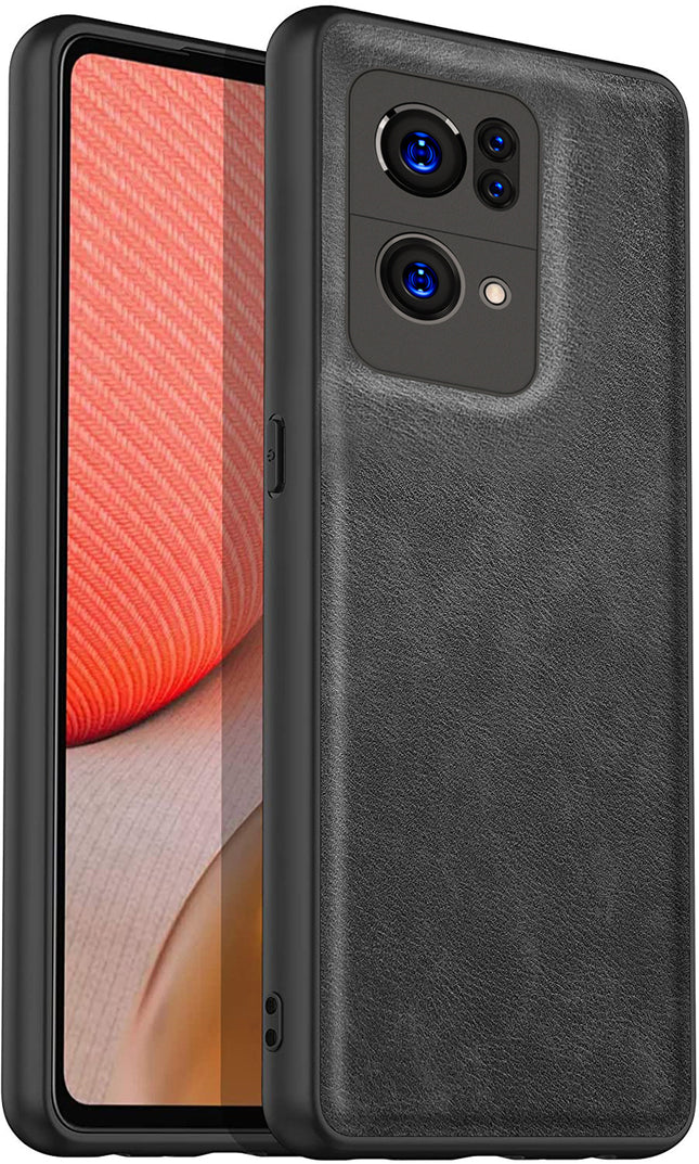 Tux Back Case For Oppo Reno 7 Pro (5G) , Slim Leather Case with Soft Edge Shockproof Back Cover (Black)
