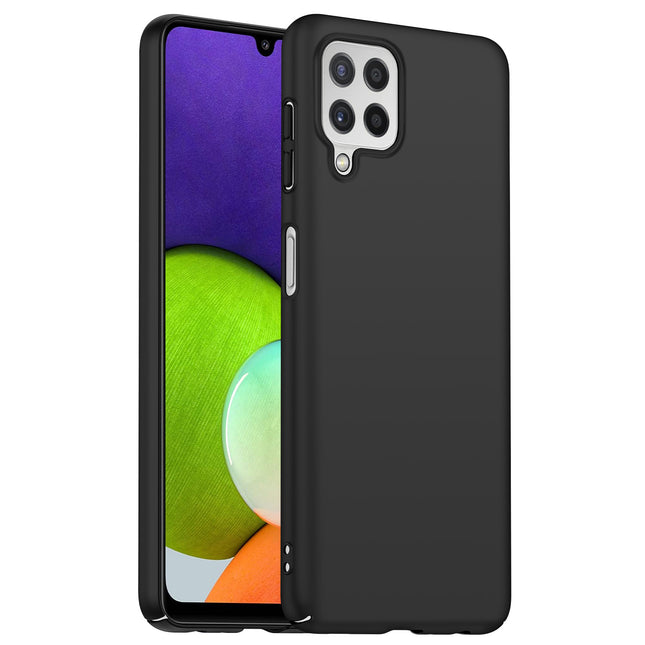 Silk Smooth Finish [Full Coverage] All Sides Protection Slim Back Case Cover for Samsung Galaxy A22 (4G) (Black)