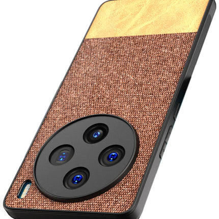 Mobizang Soft Fabric & Leather Hybrid Protective Back Cover for Vivo X100 | Shockproof Slim Hard Anti Slip Back Case (Brown)