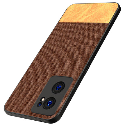 Soft Fabric & Leather Hybrid Protective Case Cover for OnePlus Nord CE 2 (5G) (Brown)