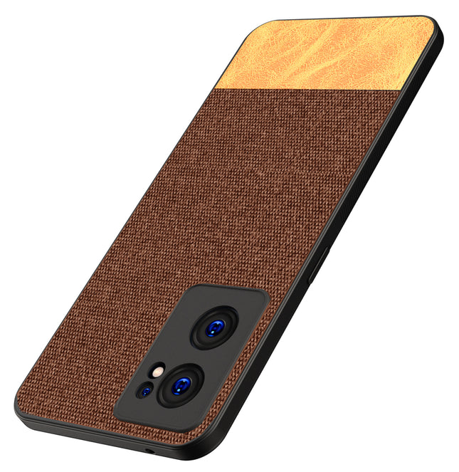 Soft Fabric & Leather Hybrid Protective Case Cover for OnePlus Nord CE 2 (5G) (Brown)