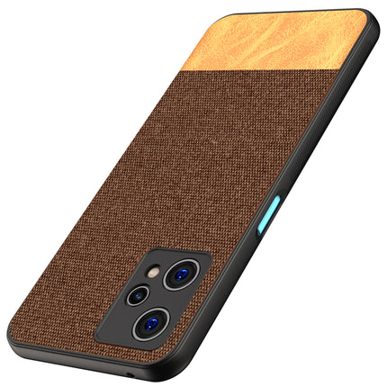 Soft Fabric & Leather Hybrid Protective Case Cover for Realme 9 Pro (Brown)