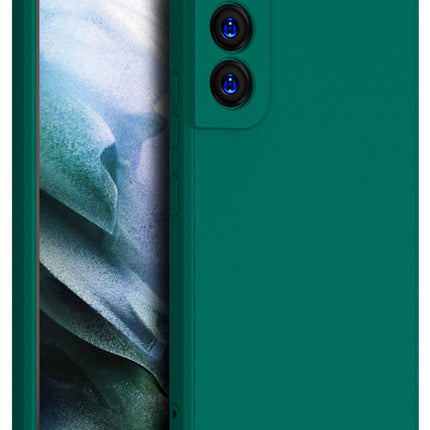 Matte Lens Protective Back Cover for Samsung Galaxy S22 PLUS, Slim Silicone with Soft Lining Shockproof Flexible Full Body Bumper Case (Green)