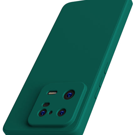 Mobizang Matte Lens Protective Flexible Back Cover for Xiaomi 13 PRO (5G) | Slim Silicone with Soft Lining Shockproof Full Body Bumper Case (Green)