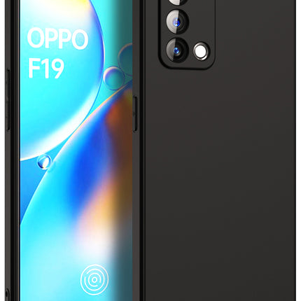 Matte Lens Protective Back Cover for Oppo F19 , Slim Silicone with Soft Lining Shockproof Flexible Full Body Bumper Case , Black