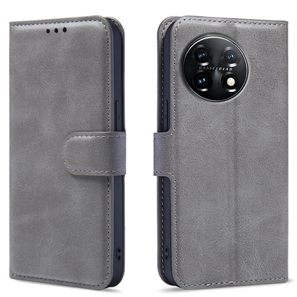 Mobizang Prime Slim Magnetic Flip Cover for OnePlus 11 | PU Leather Shockproof Folio Case with Card Holders RFID Blocking Kickstand (Grey)