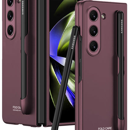 Mobizang Ultra Thin Back Case for Samsung Galaxy Z Fold 5 | [Inbuilt S Pen Holder] Full Body Protection Hard Back Cover (Wine Red)