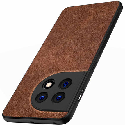 Mobizang Tux Back Case for OnePlus 11 | Slim Leather Shockproof Camera Protection Back Cover (Brown)