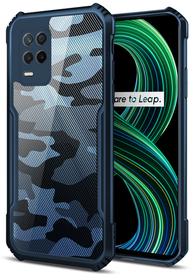 Beetle Camouflage for Realme 8 (5G) Back Case, [Military Grade Protection] Shock Proof Slim Hybrid Bumper Cover (Blue)