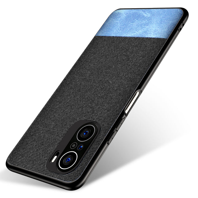 Soft Fabric & Leather Hybrid for Xiaomi Mi 11X Pro / Mi 11X  Back Cover, Shockproof Protection Slim Hard Back Case (Black,Blue)