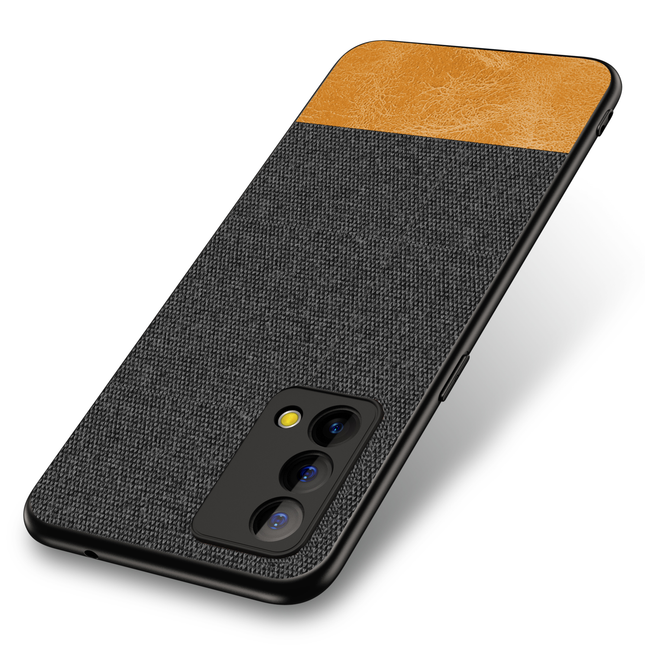 Soft Fabric & Leather Hybrid Protective Case Cover for Realme GT Master (Black,Brown)