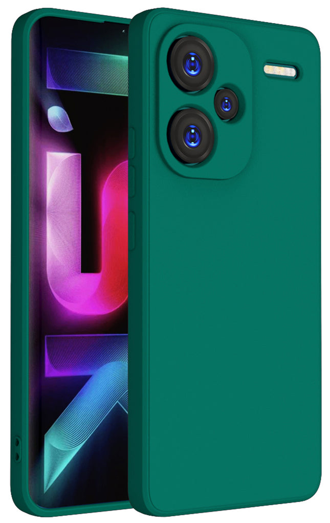 Mobizang Matte Protective Lens Flexible Back Cover for Redmi Note 13 PRO PLUS | Slim Silicone with Soft Lining Shockproof Full Body Bumper Case (Green)