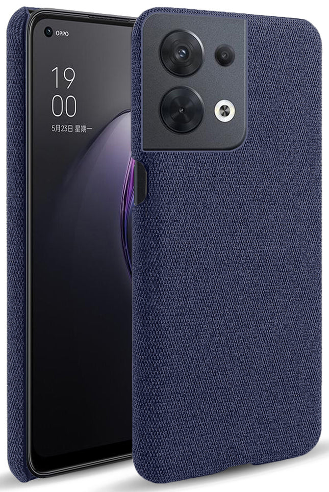 Mobizang Woven Soft Fabric Case for Oppo Reno 8 (5G) Back Cover, Shock Protection Slim Hard Anti Slip Back Cover (Blue)