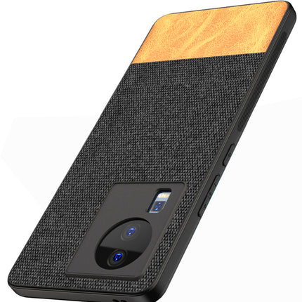Mobizang Soft Fabric & Leather Hybrid for Vivo IQOO Neo 7 (5G) Back Cover | Shockproof Hybrid Slim Hard Anti Slip Back Case (Black, Brown)