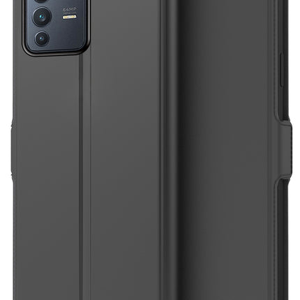 Noble Slim Flip Cover for Vivo V23 Pro , Magnetic and Card Holder Stand Leather Flip Wallet Case (Black)