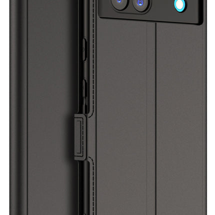 Mobizang Noble Slim Magnetic Leather Flip Case Cover for Google Pixel 7A | Card Holder Stand Leather Flip Wallet Case (Black)