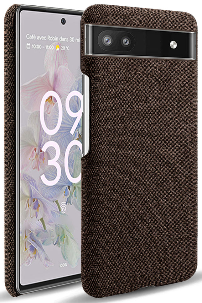 Mobizang Woven Soft Fabric Case for Google Pixel 6A Back Cover, Shock Protection Slim Hard Anti Slip Back Cover (Brown)