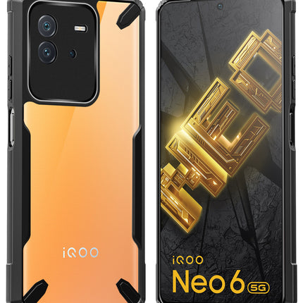 Mobizang Bull Back Cover for IQOO Neo 6 (5G) , [Military Grade Protection] Shock Proof Slim Hybrid Bumper Case (Black)