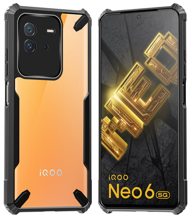Mobizang Bull Back Cover for IQOO Neo 6 (5G) , [Military Grade Protection] Shock Proof Slim Hybrid Bumper Case (Black)