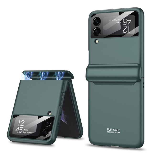 Mobizang Ultra Thin Back Cover for Galaxy Z Flip4 , Magnetic Hinge Protection and Inbuilt Glass Window Protection , Green