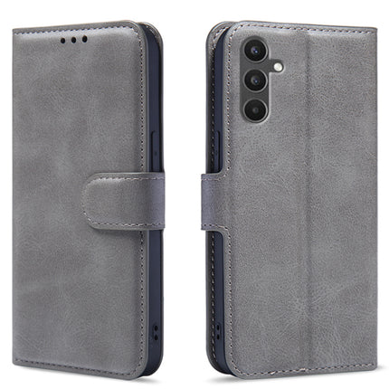 Mobizang Prime Slim Magnetic Flip Cover for Samsung Galaxy A34 | PU Leather Shockproof Folio Case with Card Holders RFID Blocking Kickstand (Grey)