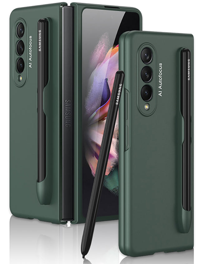 Ultra Thin Back Case for Samsung Galaxy Z Fold3 , [Inbuilt S Pen Holder] Full Body Protection Hard Back Cover , Green