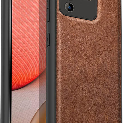 Tux Back Case for Vivo V23 Pro, Slim Leather Case with Soft Edge Shockproof Back Cover (Brown)