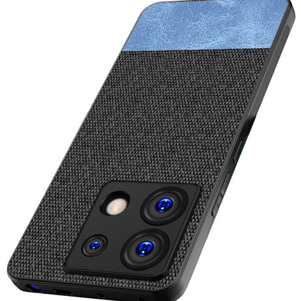 Mobizang Soft Fabric & Leather Hybrid Protective Back Cover for Redmi Note 13 PRO | Shockproof Slim Hard Anti Slip Back Case (Black , Blue)