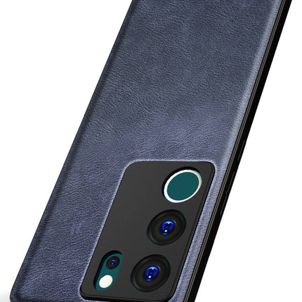 Mobizang Tux Leather Back Cover for Vivo V29 (5G) / Vivo V29 Pro (5G) | Slim Shockproof Camera Protection Bumper Case (Blue)