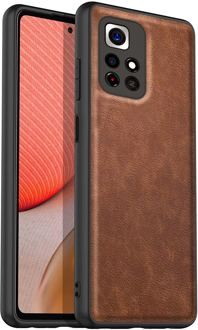Tux Back Case For Redmi Note 11T (5G) , Slim Leather Case with Soft Edge Shockproof Back Cover (Brown)