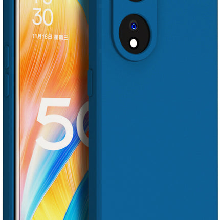 Mobizang Matte Protective Lens Flexible Back Cover for Oppo Reno 8T (5G) | Slim Silicone with Soft Lining Shockproof Full Body Bumper Case (Blue)