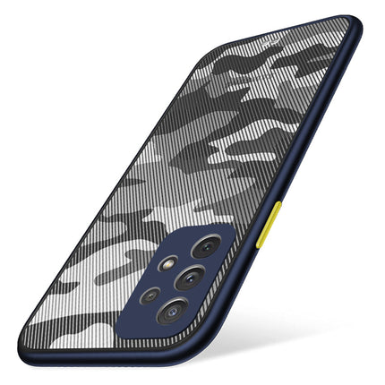 Camouflage Paper Thin Back Cover For Samsung Galaxy A72 , Super Slim Matte Translucent Full Protection Back Case (Blue)