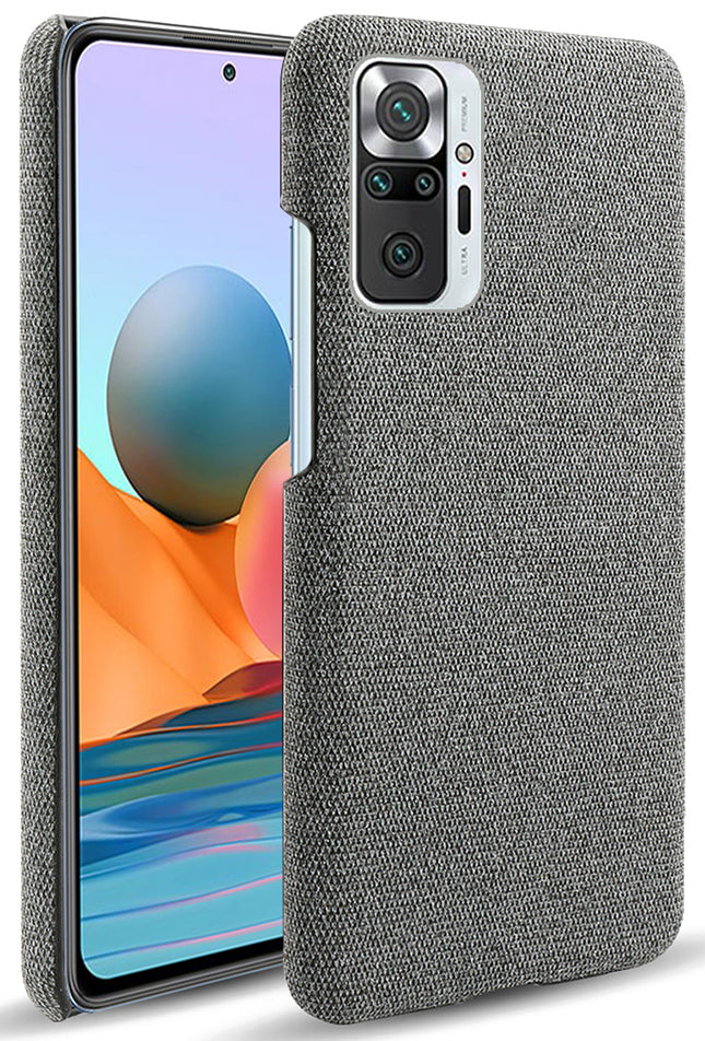 Woven Soft Fabric Case for Redmi Note 10 Pro / Note 10 Pro Max Back Cover, Shock Protection Slim Hard Anti Slip Back Cover (Grey)