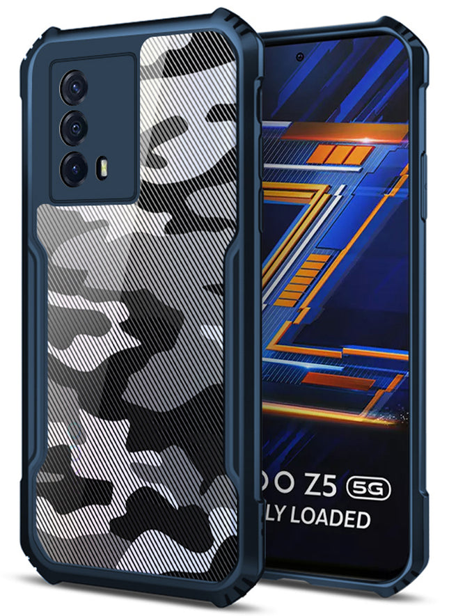 Beetle Camouflage for Vivo IQOO Z5  (5G) Back Case, [Military Grade Protection] Shock Proof Slim Hybrid Bumper Cover (Blue)