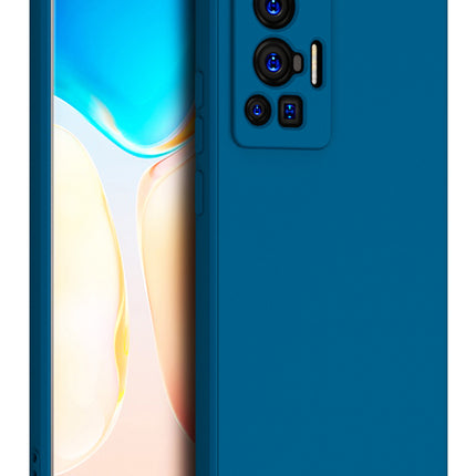 Matte Lens Protective Back Cover for Vivo X70 Pro , Slim Silicone with Soft Lining Shockproof Flexible Full Body Bumper Case (Blue)