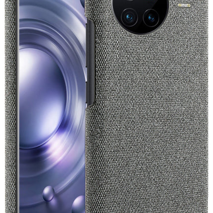 Mobizang Woven Soft Fabric Case for Vivo X80 (5G) Back Cover,  Shock Protection Slim Hard Anti Slip Back Cover (Grey)