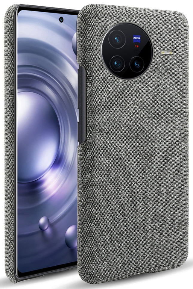 Mobizang Woven Soft Fabric Case for Vivo X80 (5G) Back Cover,  Shock Protection Slim Hard Anti Slip Back Cover (Grey)