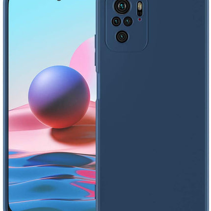 Matte Lens Protective Back Cover for Redmi Note 10 / Note 10S , Slim Silicone with Soft Lining Shockproof Flexible Full Body Bumper Case , Blue