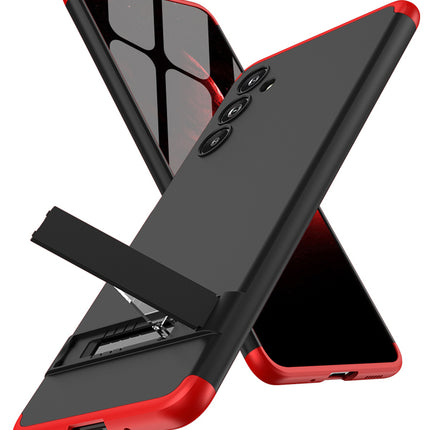 Mobizang Double Dip Full 360 Protection Back Case Cover With Stand for Samsung Galaxy F54 (5G) (Red::Black)