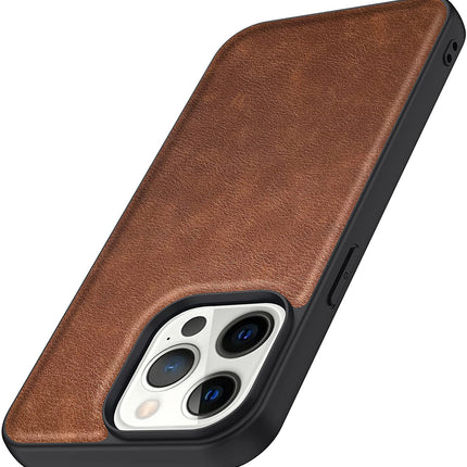 Tux Back Case for Apple iPhone 13 Pro Max , Slim Leather Case with Soft Edge Shockproof Back Cover (Brown)