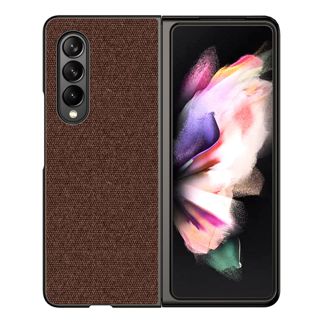 Soft Full Fabric Protective Shockproof Back Case Cover for Samsung Galaxy Z Fold 3 (Full Brown)