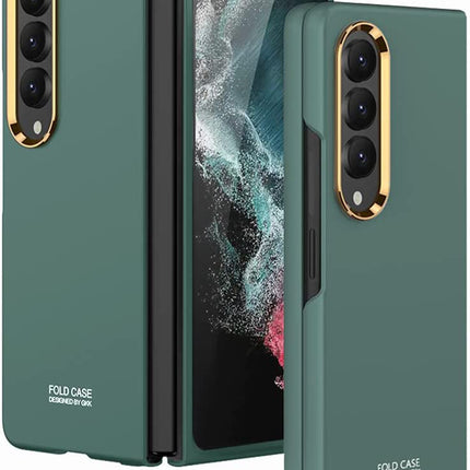 Mobizang Ultra Thin PC Case with Golden Lens Ring for Galaxy Z Fold4 - Green
