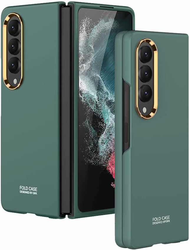 Mobizang Ultra Thin PC Case with Golden Lens Ring for Galaxy Z Fold4 - Green