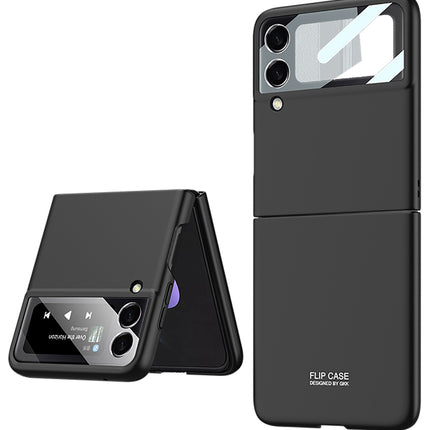 Mobizang Ultra Thin Back Case for Samsung Galaxy Z Flip4, Inbuilt Glass Window Back Cover, Black