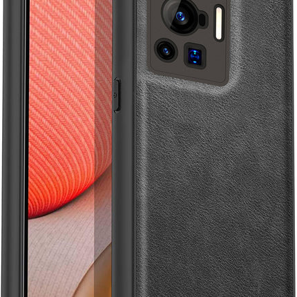 Tux Back Case For Vivo X70 Pro , Slim Leather Case with Soft Edge Shockproof Back Cover (Black)